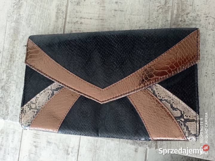 Torebka kopertówka brąz złoto czerń Galanteria i dodatki