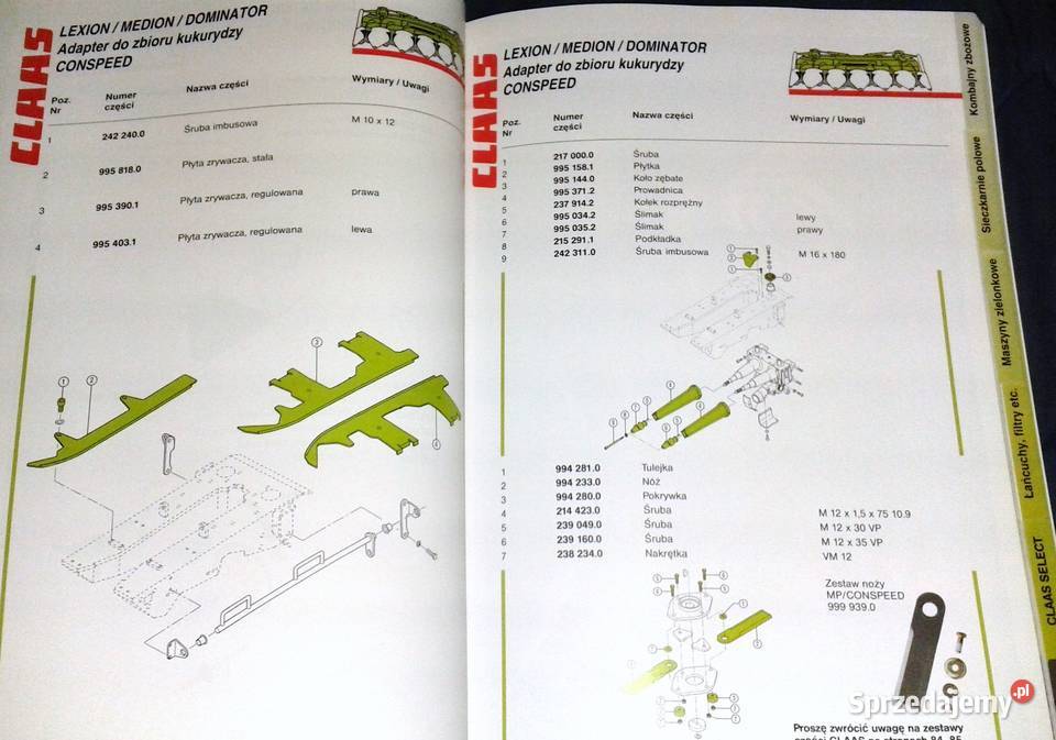 CLAAS Części zamienne Orginal Pozostałe Chełm sprzedam