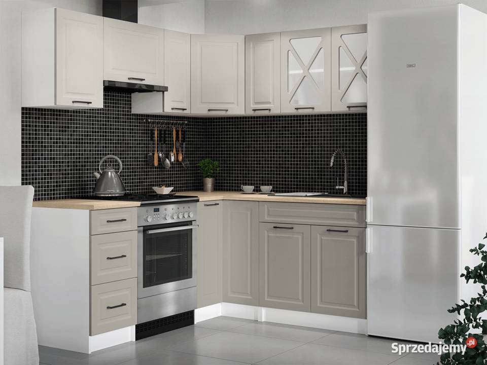 Kuchnia narożna ASTRID BIAŁY MAT POPIEL MAT Brody