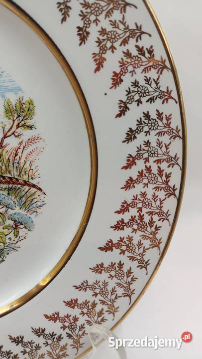 Talerz vintage porcelana kostna ptaki bażanty Zamość