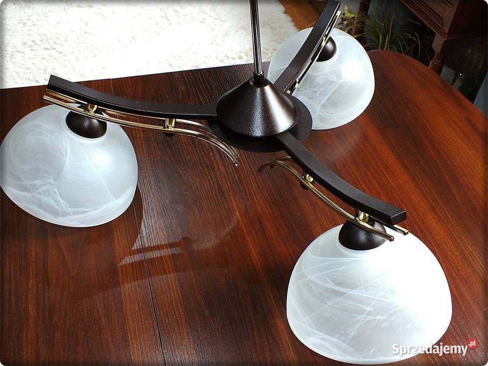 Lampa sufitowa 3ramienna ciemne drewno Salon Żary