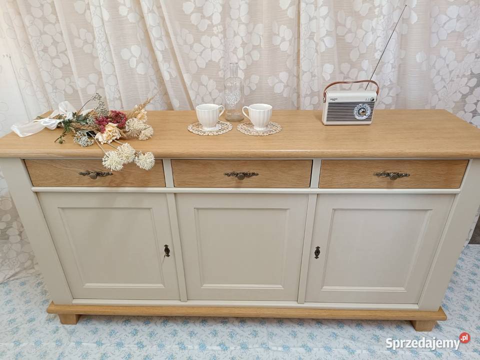 Komoda trzydrzwiowa beżowa prowansalska Dubeczno