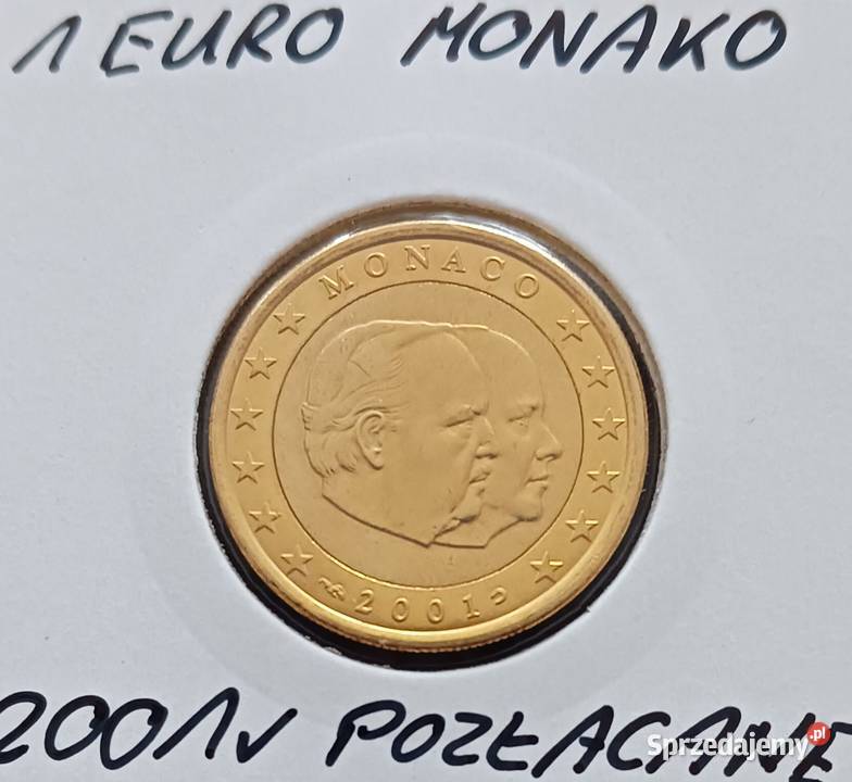 1 Euro Monako 2001 r pokryte złotem rzadkość Konin