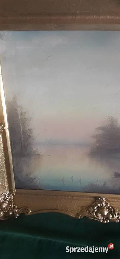 Obraz akwarela zlota rama łódzkie