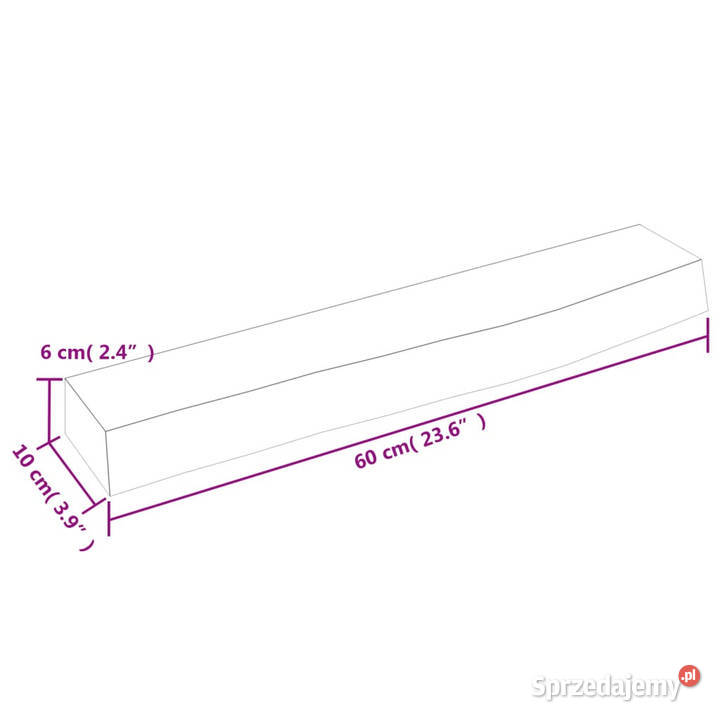 Półka 60x10x6 surowe lite drewno dębowe WM363520 Warszawa sprzedam