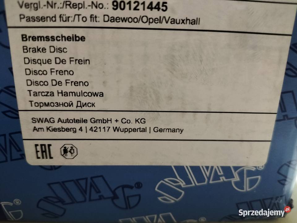 Tarcze wentylowane Firmy SWAG rozmiar 236 Tarcze hamulcowe Bydgoszcz sprzedam