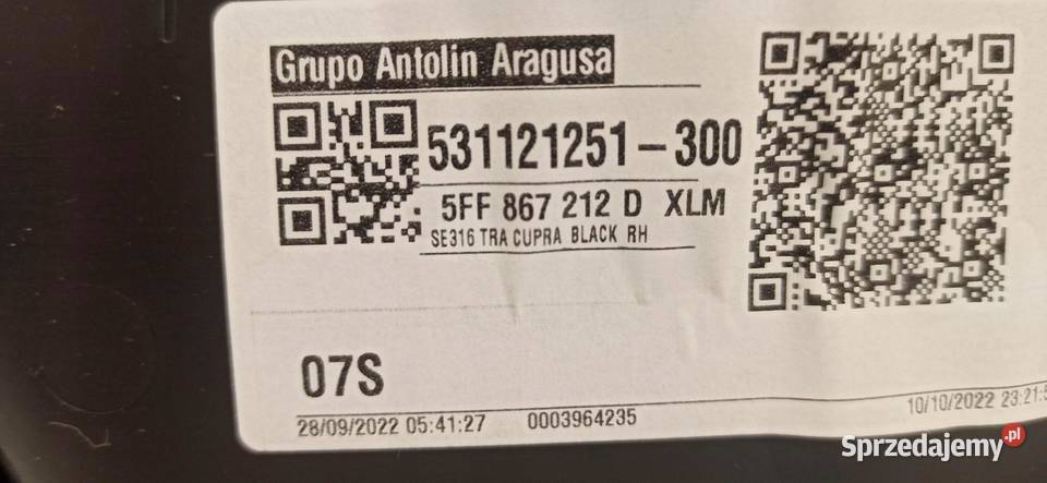 CUPRA FORMENTOR BOCZEK DRZWI PRAWY TYŁ sprzedam