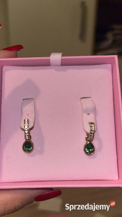 Kolczyki Swarovski zielony kamień małopolskie sprzedam