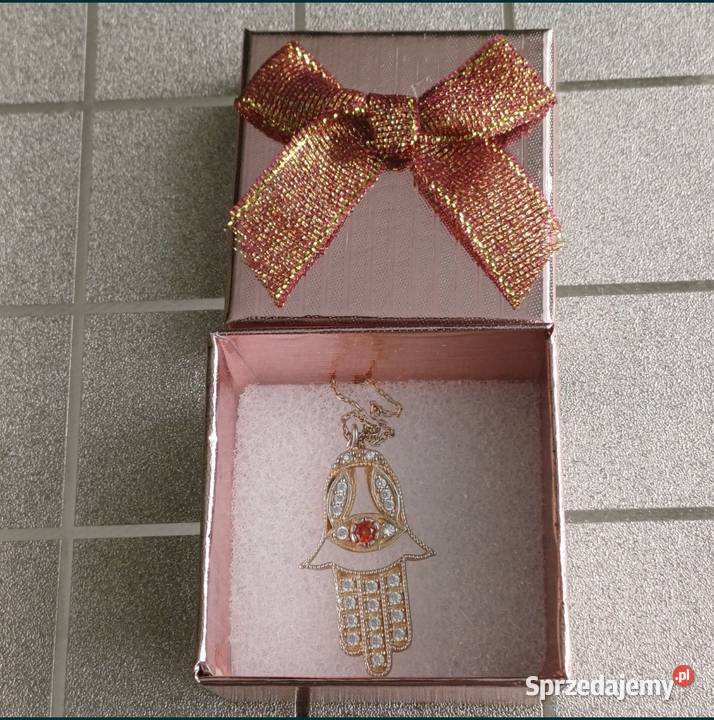 Przepiękny Pozłacany naszyjnik z zawieszką Ręka dolnośląskie Kowary