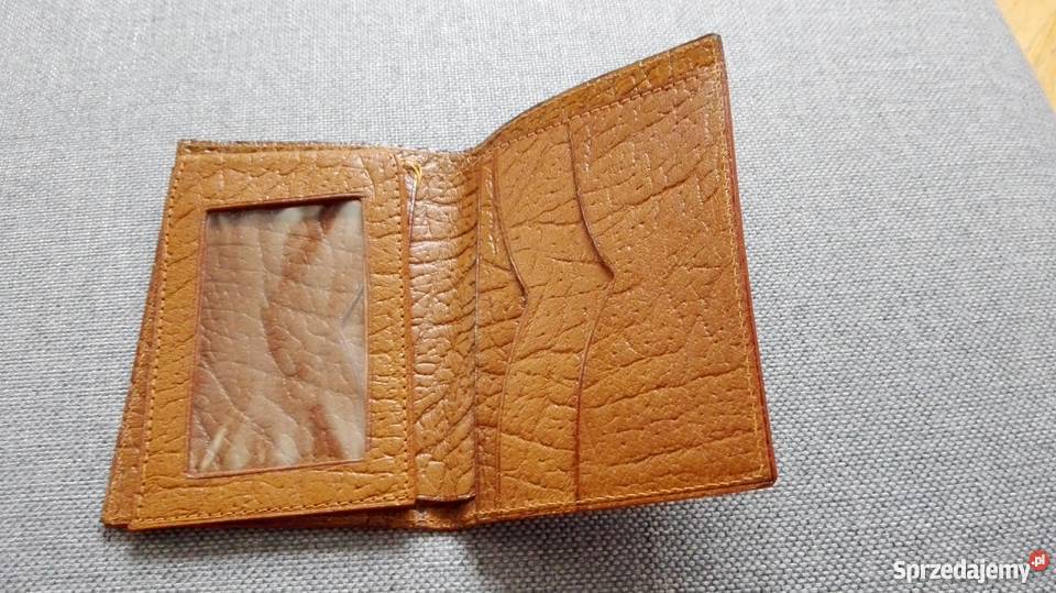 Pamiątki z PRL DUŻY SKÓRZANY PORTFEL BEŻ Łódź