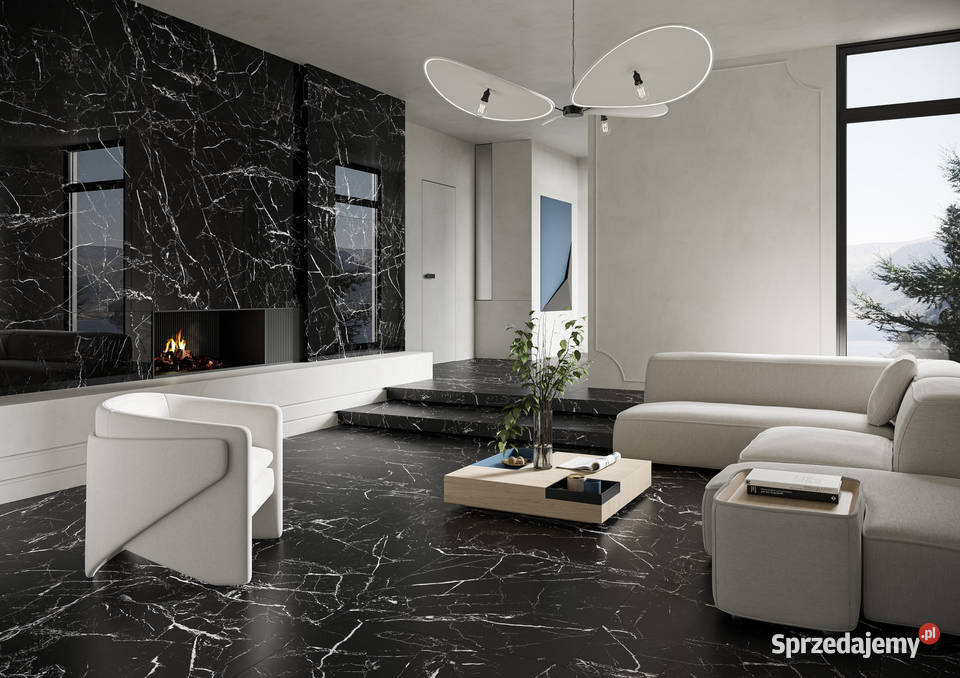 Czarny gres polerowany marmurowy 160x80 Łask