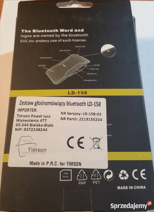 Zestaw głośnomówiący BLUETOOTH LD158