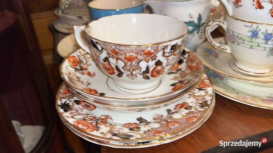 Spodek Stara porcelana z czarnymi i brązowymi sprzedam