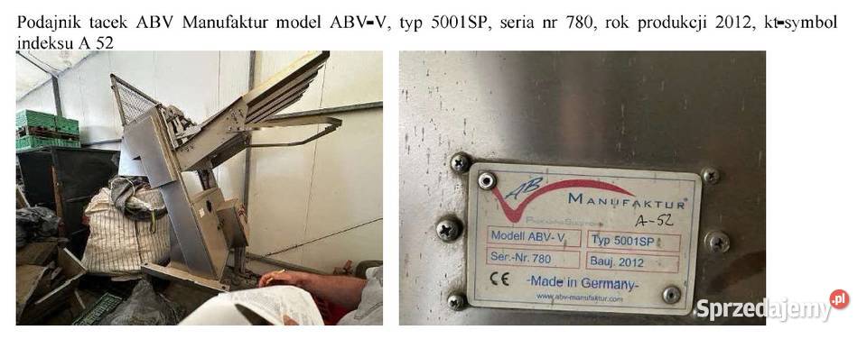 Przedmiotem sprzedaży są ruchomości maszyny Obrażejowice