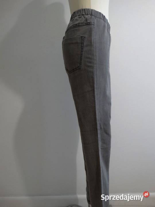 Spodnie Jeansy Jegginsy o Prostym Kroju na Gumce szary/srebrny podlaskie Łomża sprzedam