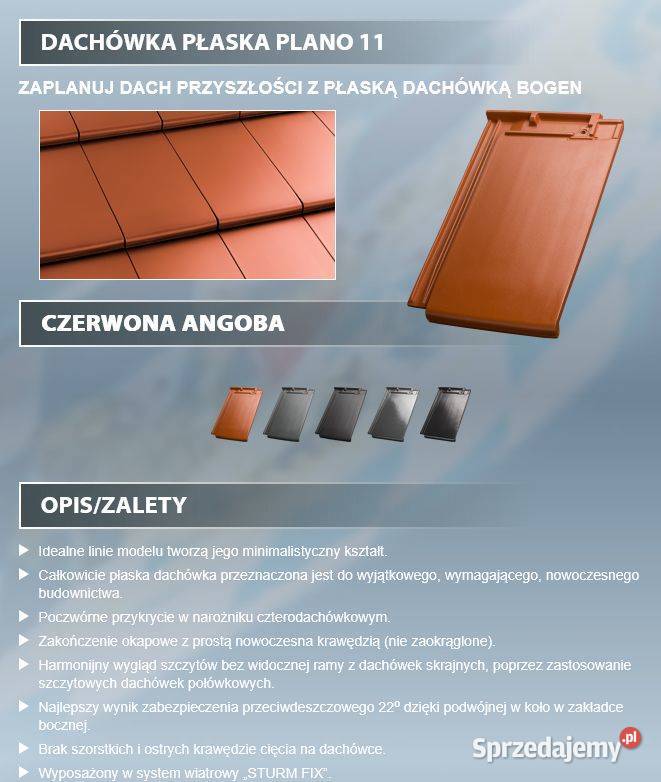Dachówka ceramiczna niemiecka BOGEN płaska sprzedam