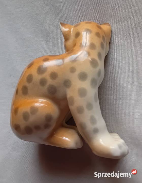 Figurka młody lampart Łomonosow CCCP wielkopolskie Koźminek