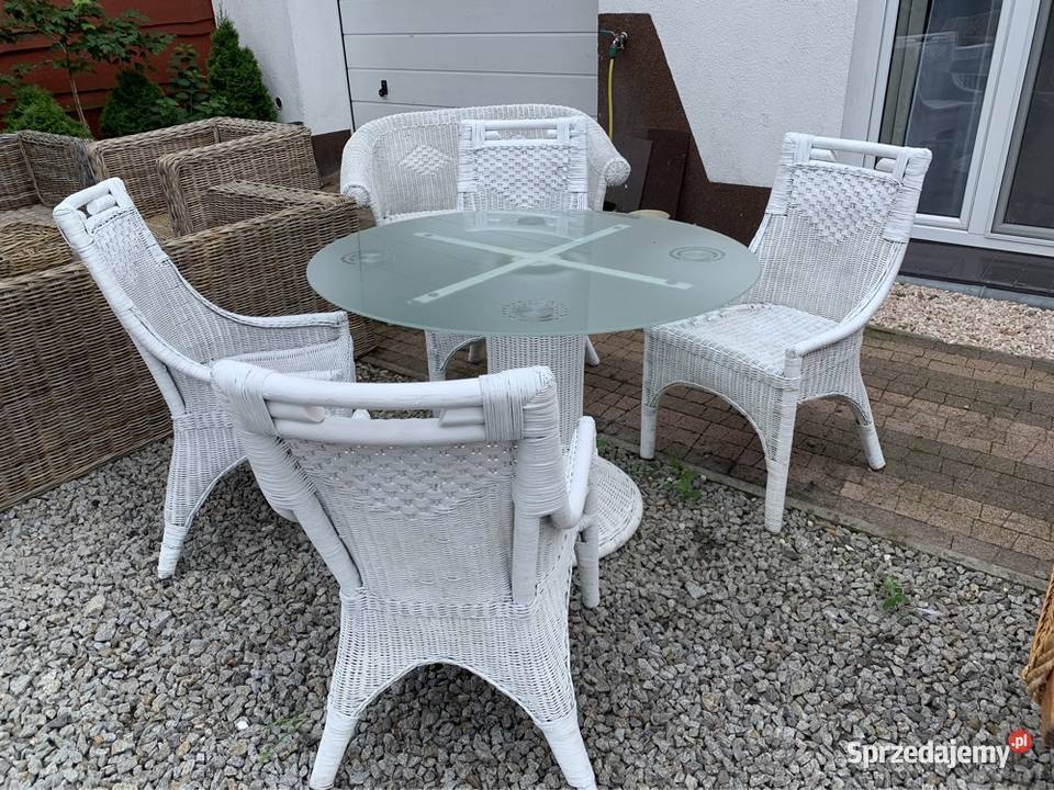 Stoły dębowe ratanowe krzesła i fotele Milicz