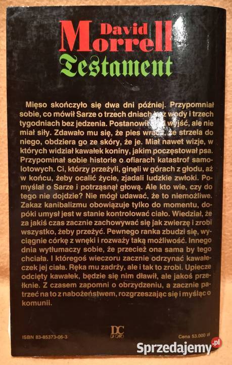 Książka Testament D Morrell Warszawa