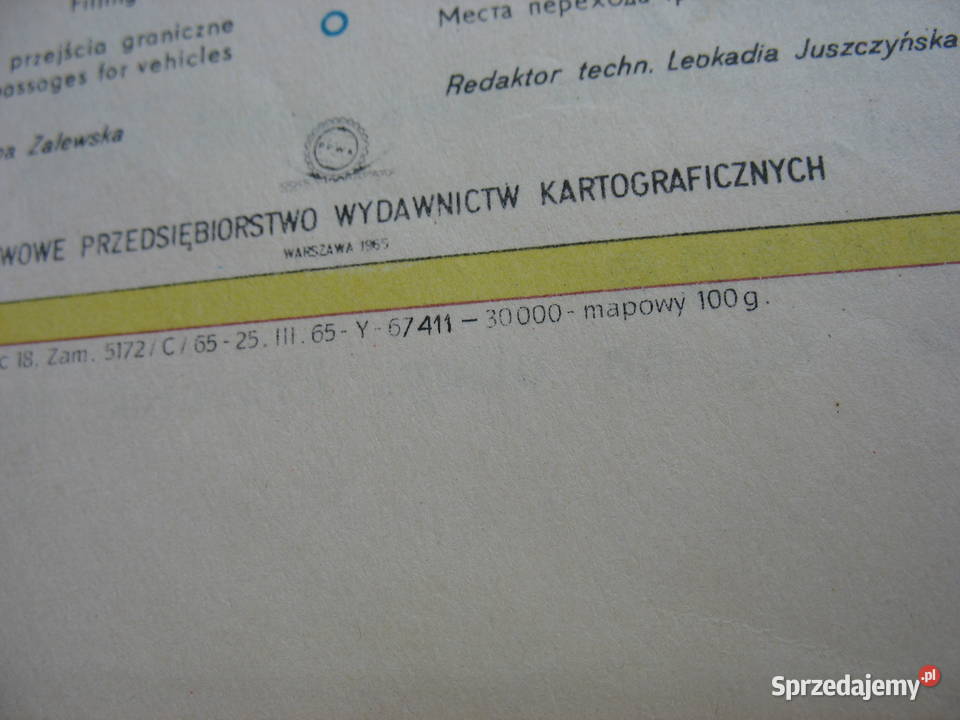 Stara mapa samochodowa ttt Warszawa M20 FSO podkarpackie Przemyśl sprzedam