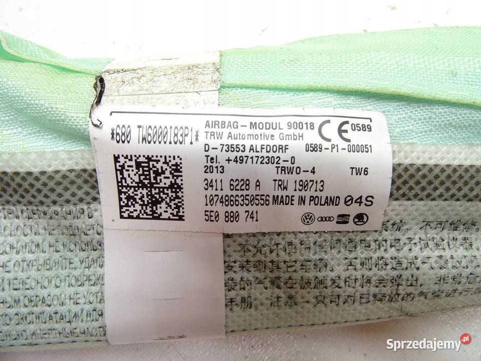 KURTYNA POWIETRZNA AIRBAG LEWA SKODA OCTAVIA III Poduszki powietrzne