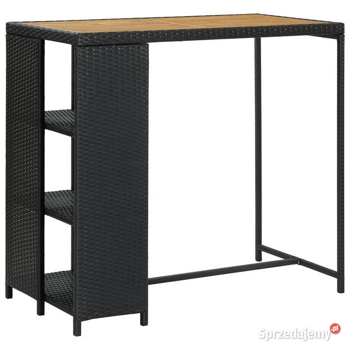 Stolik barowy z półką czarny 120x60x110
