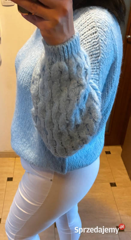 Sweter damski gruby splot oversize niebieski Szczecin