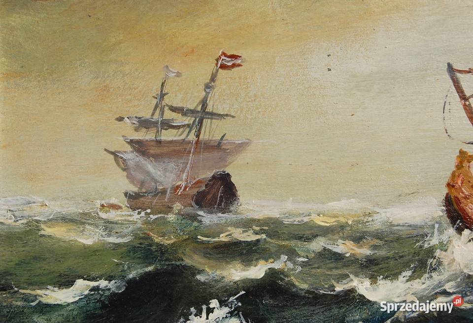 Burza na morzu Marian Matocha 1988 obraz akryl Obrazki i obrazy Lublin