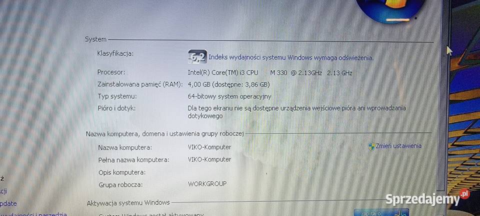 Acer Aspire I3 M330 213GHz 4GB hdd 250gb Radeon 4GB Kalisz