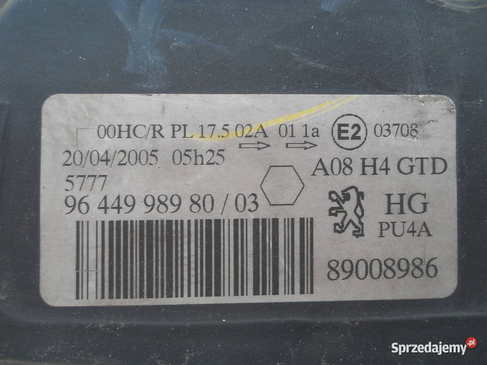 PEUGEOT 1007 LAMPA LEWA CZARNA Siechnice