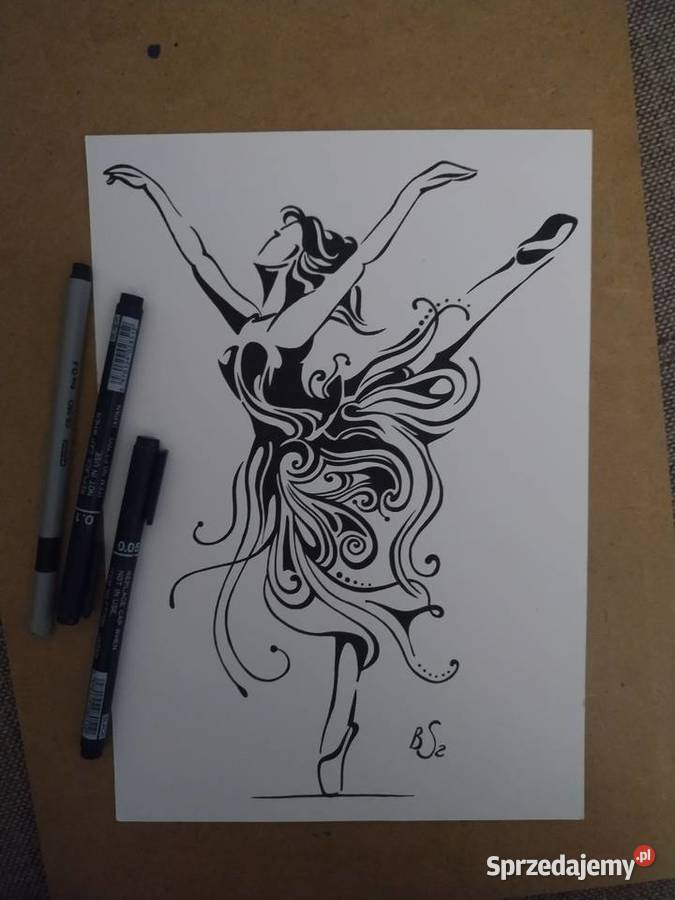 Rysunek baletnica cienkopis blok tech A4 250 gm2 Warszawa