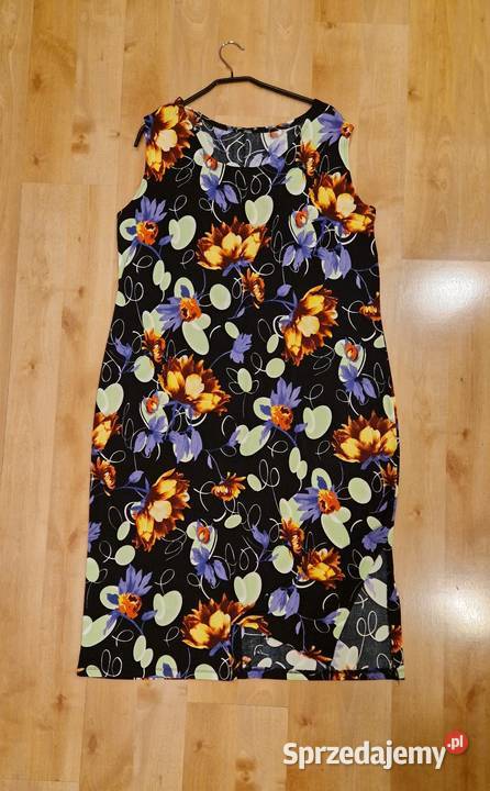 Efektowna sukienka w kwiatowy wzór długa bez Inny materiał Lublin