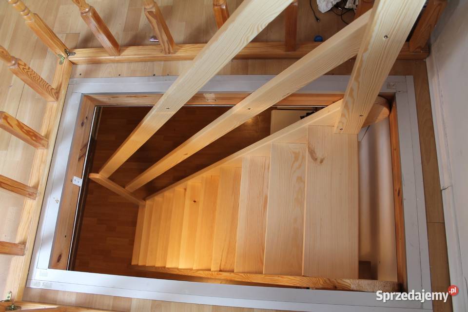 SCHODY SOSNA REGULOWANE MŁYNARSKIE DREWNIANE wewnętrzne