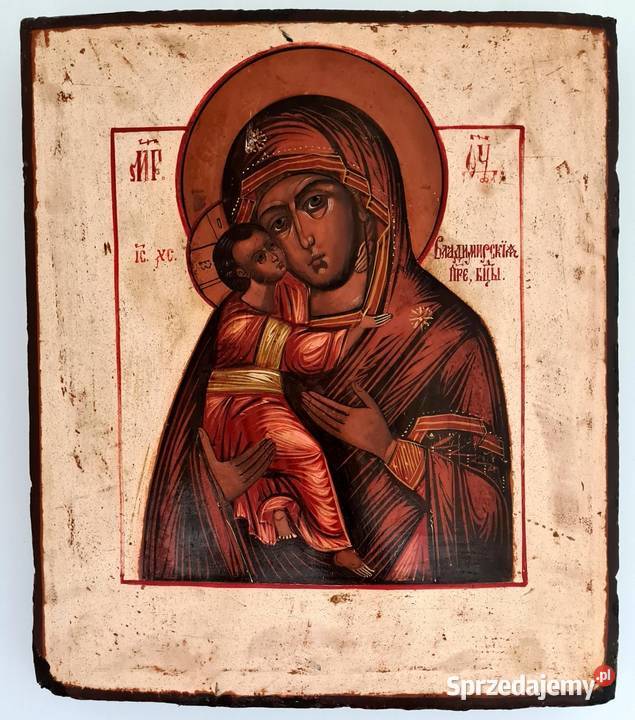 Ikona Matka Boża Włodzimierska XIXw 0353 Warszawa