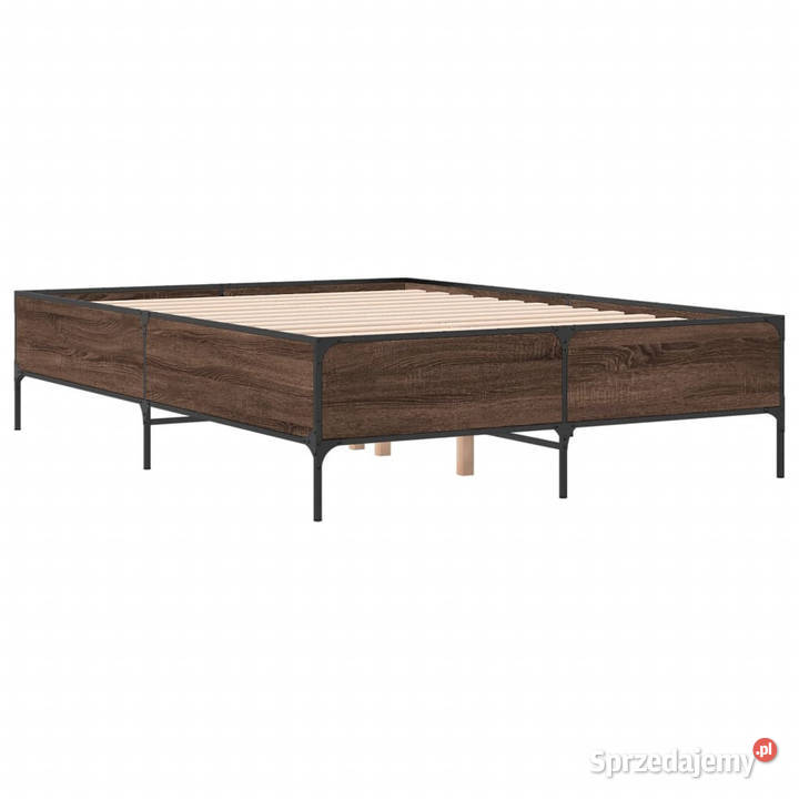 Rama łóżka brązowy dąb materiał drewnopochodny