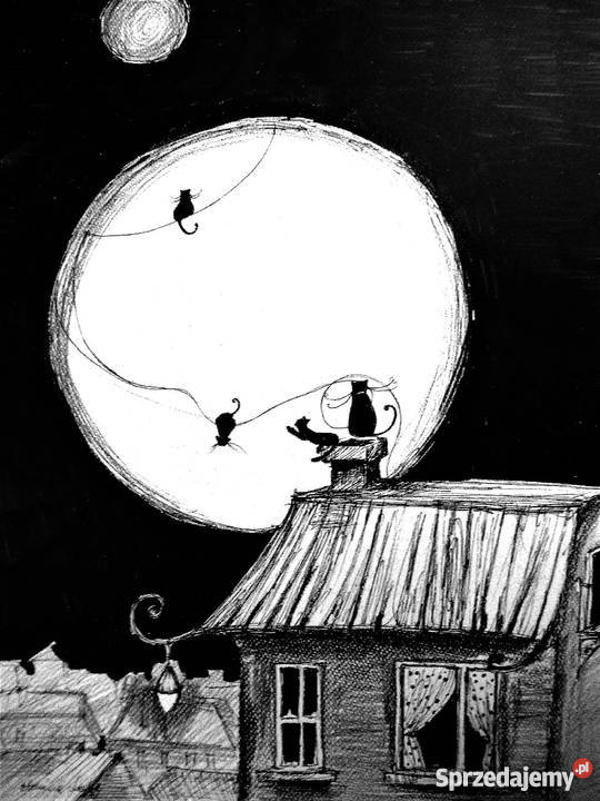 Grafika piórkiem Pełnia artystki plastyka Katowice sprzedam