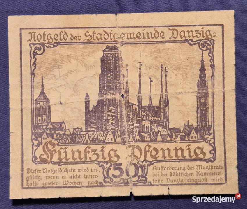 Wolne Miasto Gdańsk 50 fenigów 1919 Wałbrzych sprzedam