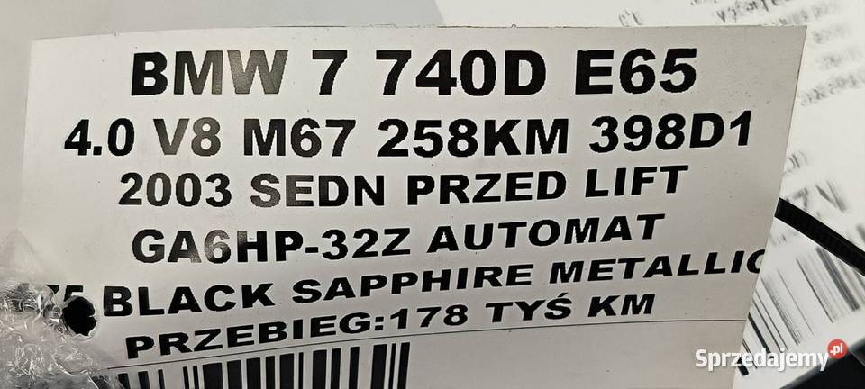LICZNIK ZEGAR BMW E65 8385449 osobowe Lipno sprzedam
