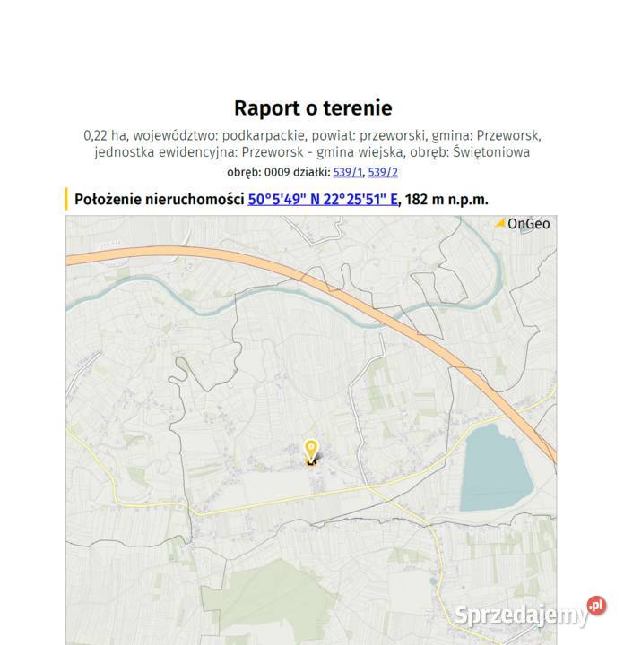 Działka budowlana w centrum wsi Świętoniowa 57m
