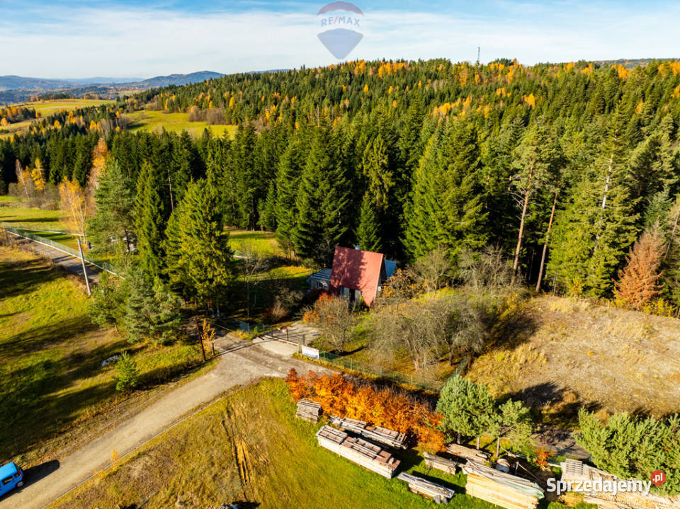 Działka budowlana z domem letniskowym siatka małopolskie Skawa