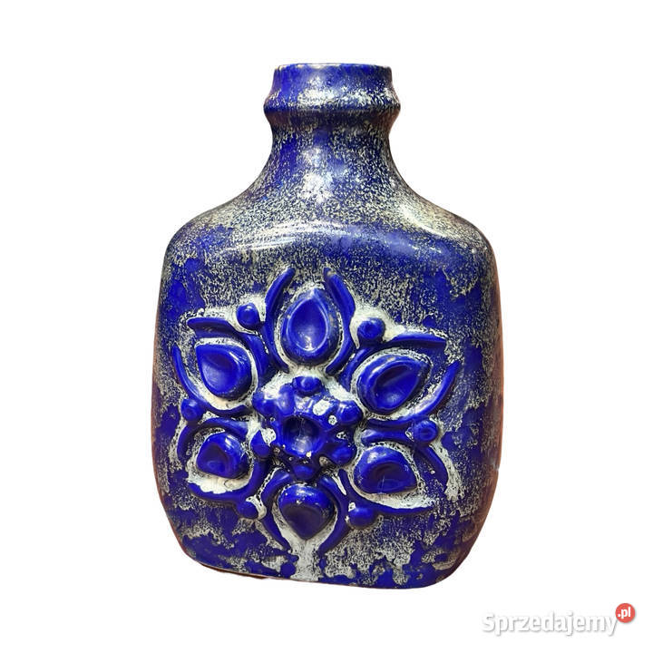 Kobaltowy duży ceramiczny wazon Strehla Keramik