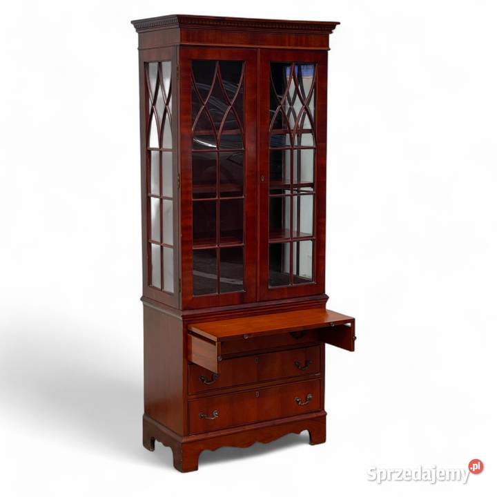 Angielska mahoniowa biblioteczka z pomocnikiem i Gryfice