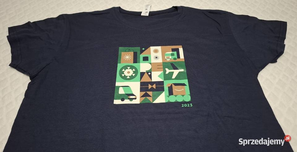 Koszulka krótki rękaw Tshirt granatowa Amazon Odzież codzienna Czeladź sprzedam