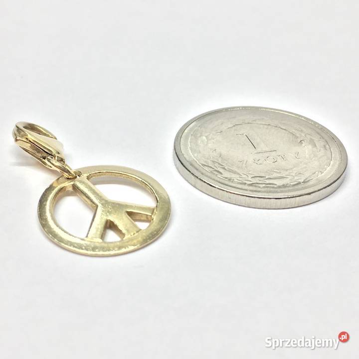 Złota ZAWIESZKA 585 14K Wisiorek PEACE symbol Wisiorki Warszawa