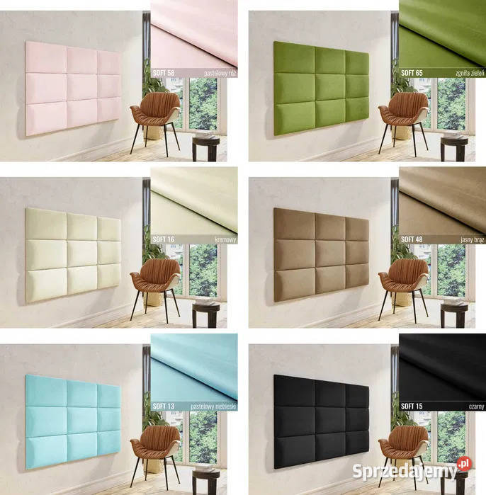 60 X 30 PANELE TAPICEROWANE ścienne SOFT kolory Gliwice
