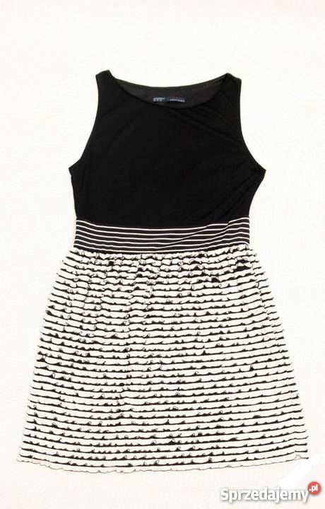 ZARA Basic czarna z falbankami ecru NOWA z metką Gdańsk sprzedam