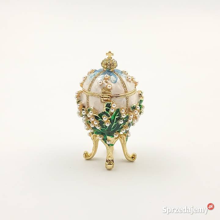 Jajko jajo faberge pojemniki szkatułka kremowe Zegarki i Biżuteria Zawiercie