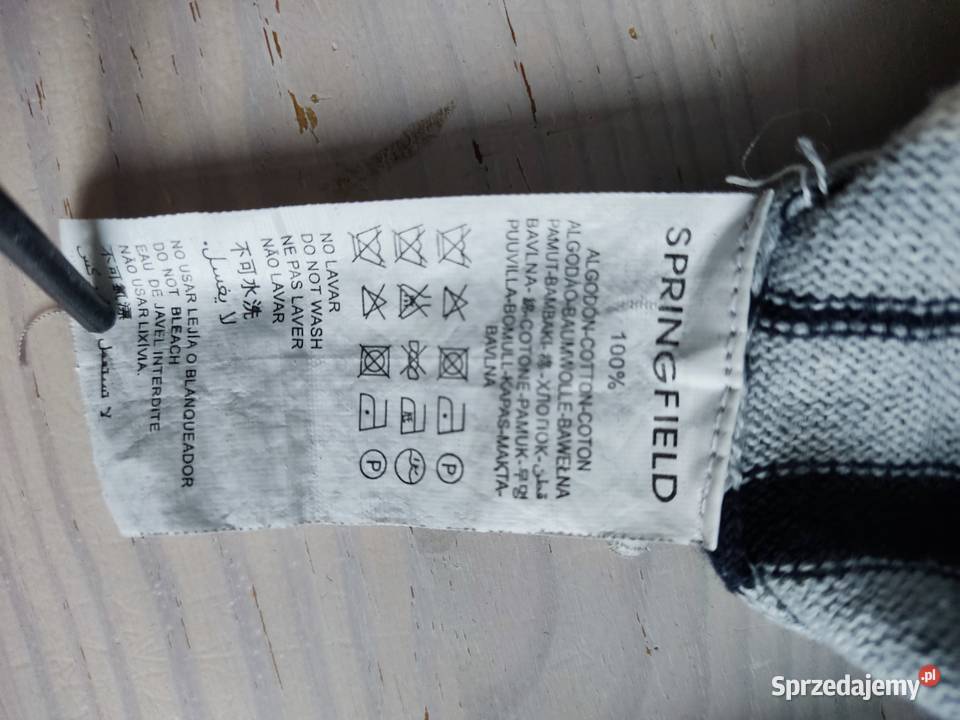 Sweter serek Springfield w paski szaro kremowo Głuchołazy