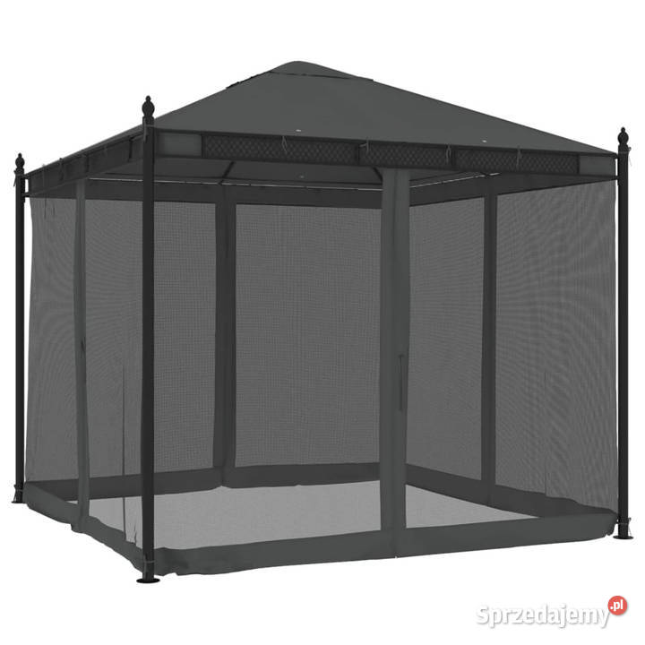 Altanka ze ścianami z siatki antracytowa 293x293