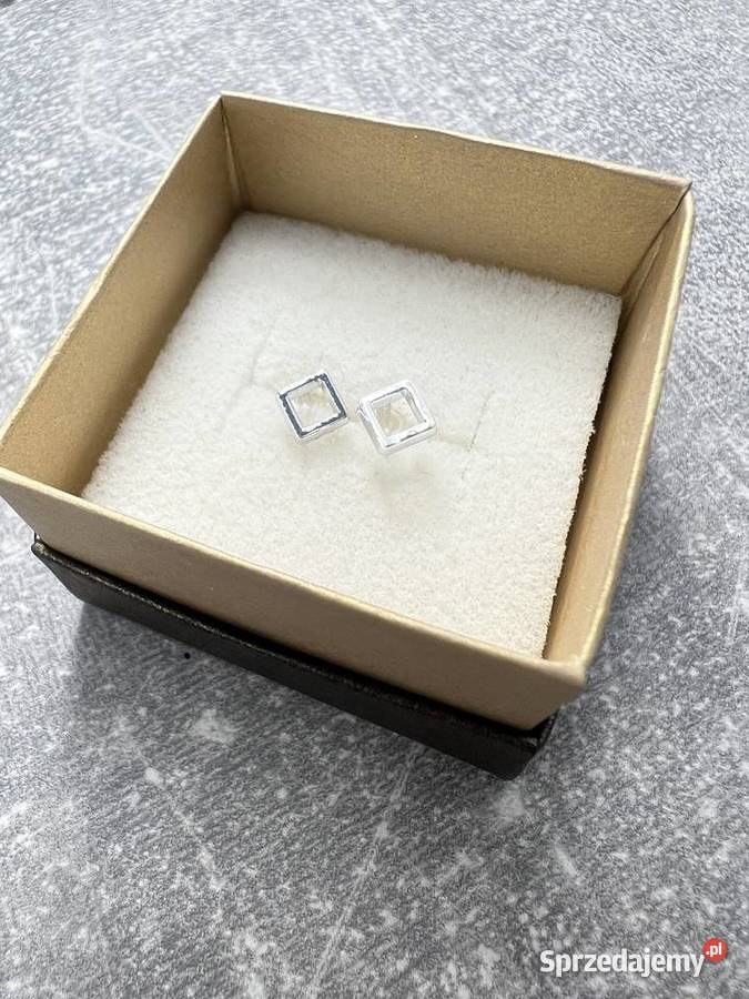 Kolczyki srebrne kwadraty kwadrat Jasło